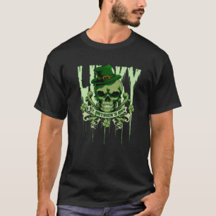 Lucky St. Patrick's Day Irish Skull 4-Leaf Klee T-Shirt