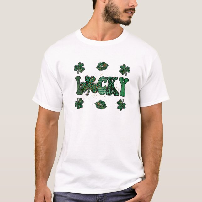 Lucky St. Patricks Day Lips T-Shirt (Vorderseite)