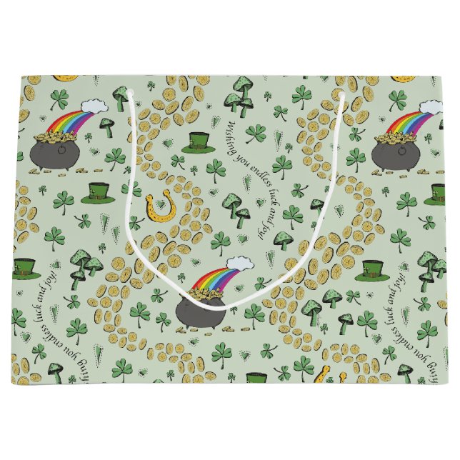 Lucky St Patricks Day Luck & Joy Große Geschenktüte (Vorderseite)