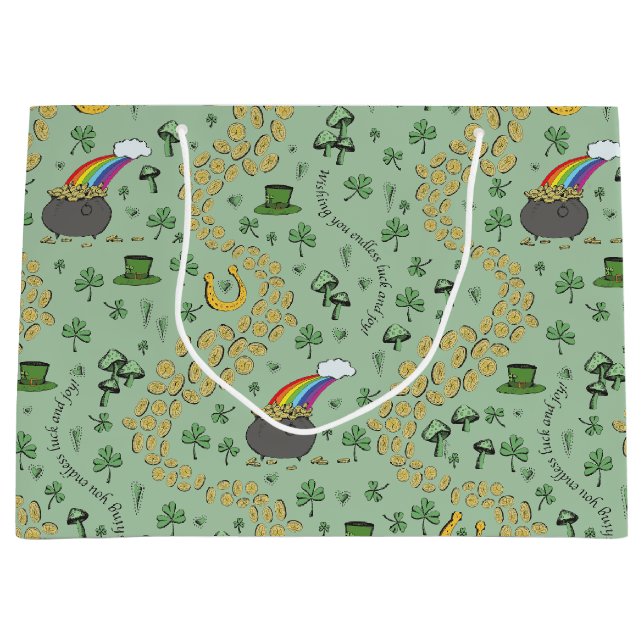 Lucky St Patricks Day Luck & Joy Große Geschenktüte (Vorderseite)