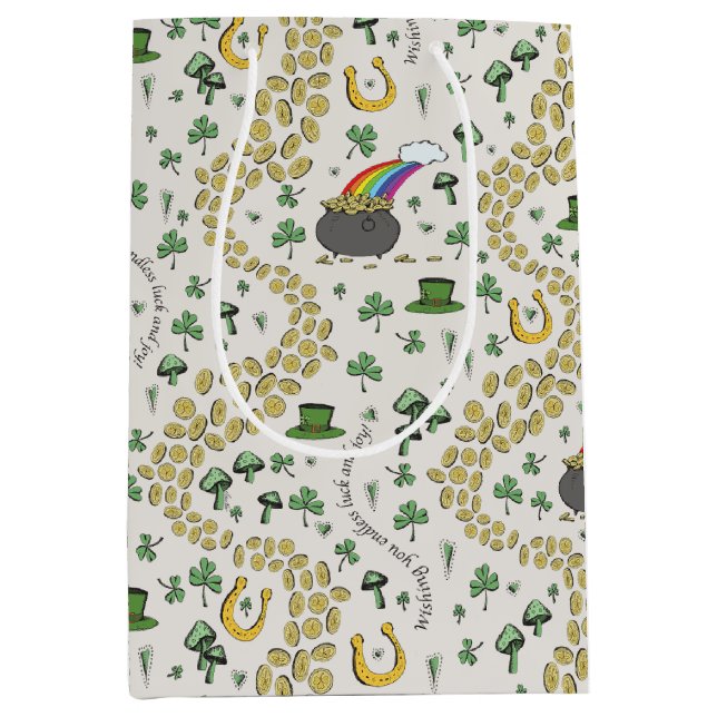 Lucky St Patricks Day Luck & Joy Mittlere Geschenktüte (Vorderseite)