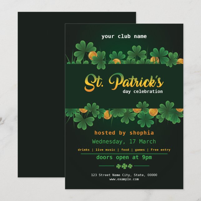Lucky St. Patrick's Day Party Einladung (Vorne/Hinten)