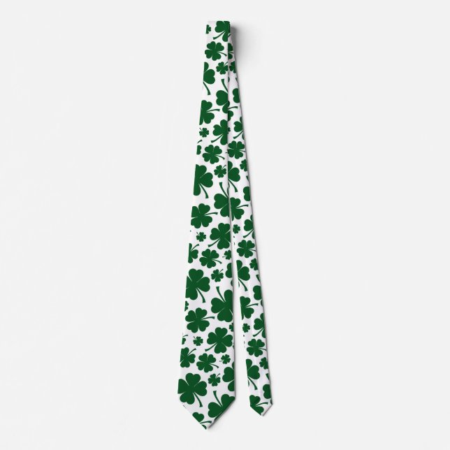 Lucky St. Patricks Day Vierblättriges Kleeblatt Krawatte (Vorderseite)