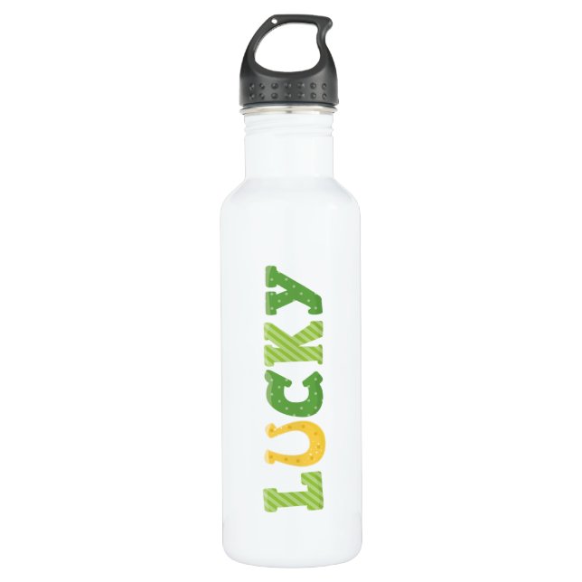 Lucky St. Patrick's Theme Green und Gold Edelstahlflasche (Vorderseite)
