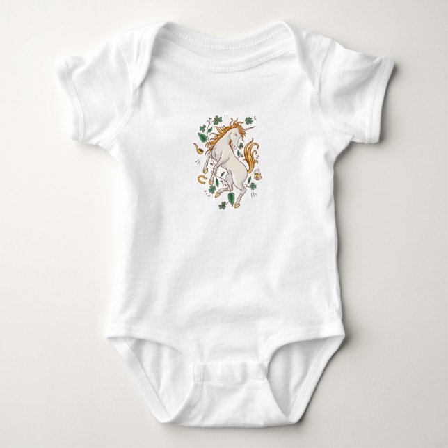 Lucky St. Patricks Unicorn Baby Bodysuit Strampler (Vorderseite)