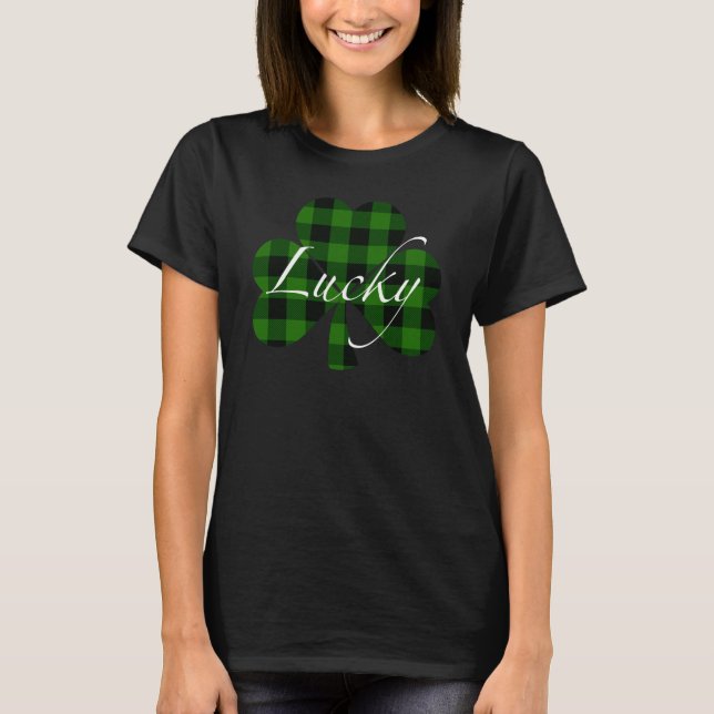 Lucky St. Patty's Kleeblatts | grün kariert T-Shirt (Vorderseite)