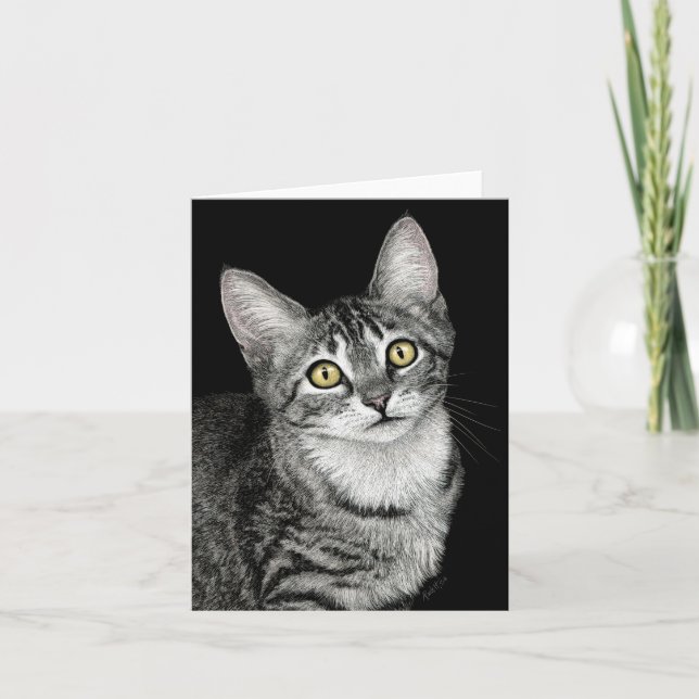 "Lucky Star" Tabby Kitten Card Karte (Vorderseite)