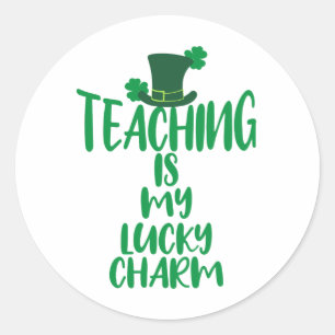 Lucky Teacher Vibes St. Patrick's Day Edition Runder Aufkleber