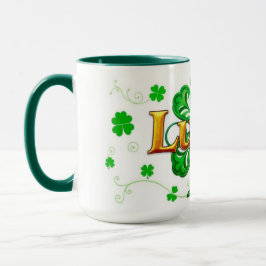 Lucky Text Shamrock Pattern St. Patrick's Tasse