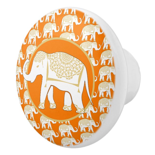 Lucky Thai White Elephant Orange Keramikknauf (Rechts)