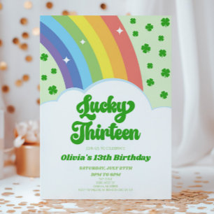 Lucky Thirteen Rainbow 13. Geburtstagsparty Einladung