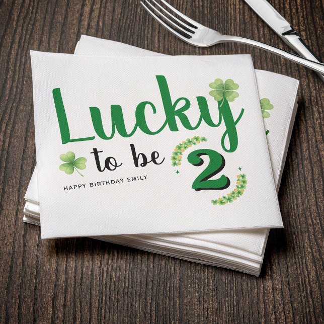 Lucky to be St Patrick's Day Clover Kids Birthday Serviette (Von Creator hochgeladen)