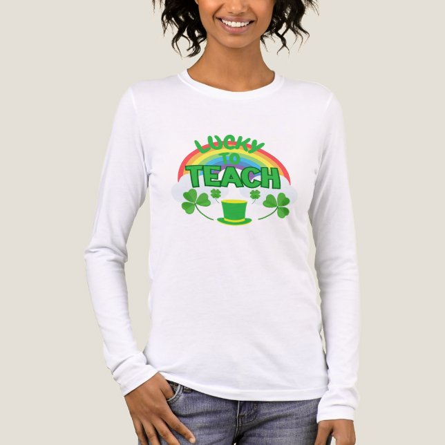 Lucky to Teach – St. Patrick’s Day Teacher T-Shirt Tri-Blend Shirt (Vorderseite)