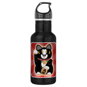 Lucky Tuxedo Cat Illustrierter Cartoon Design Edelstahlflasche