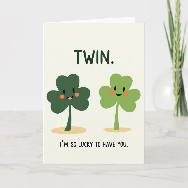 Lucky Twin Shamrock Card Karte (Vorderseite)