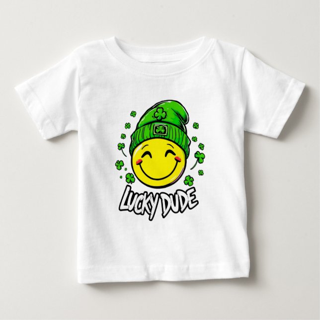 Lucky Typ Smile Face St. Patrick's Day Baby T-shirt (Vorderseite)