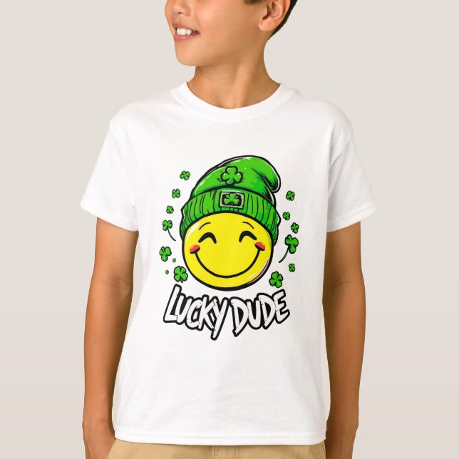 Lucky Typ Smile Face St. Patrick's Day T-Shirt (Vorderseite)
