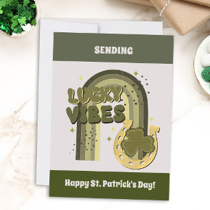 Lucky Vibes Boho St Patrick's Day Irish Kleeblatt Feiertagskarte