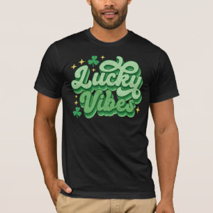 Lucky Vibes Clover Green Festive Graphic T-Shirt