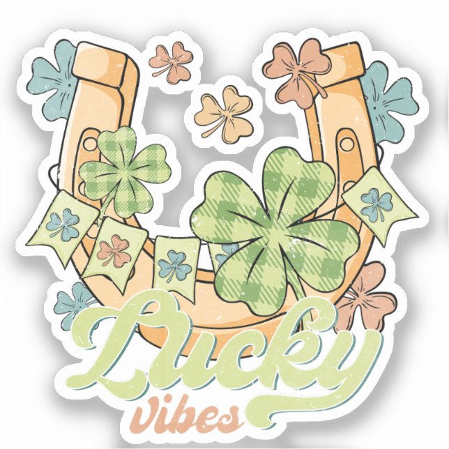Lucky Vibes - farbenfrohe Kleidung & Golden Horses Aufkleber (Vorderseite)
