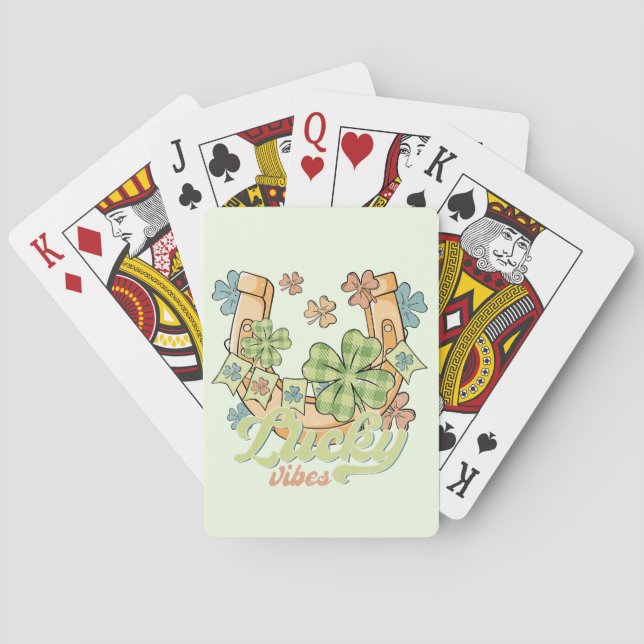 Lucky Vibes - farbenfrohe Kleidung & Golden Horses Spielkarten (Rückseite)