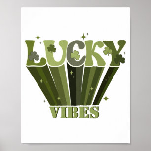Lucky Vibes Retro St. Patricks Day Irishcher Shamr Poster