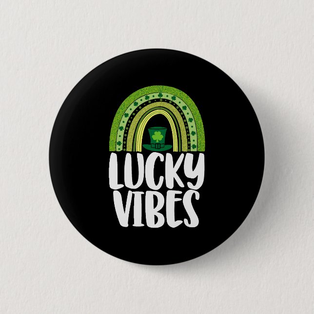 Lucky Vibes St Patricks Day Button (Vorderseite)