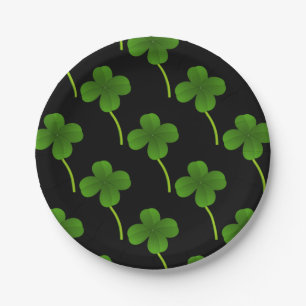 Lucky Vier Leaf Klee auf schwarz Pappteller