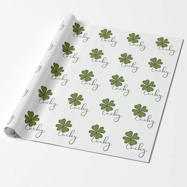 Lucky Vierblättriges Kleeblatt Geschenkpapier (Ungerollt)