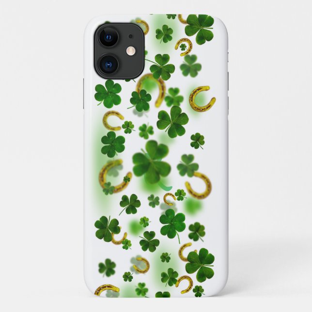 Lucky Vierblättriges Kleeblatt Gold Horseshoe Tren Case-Mate iPhone Hülle (Rückseite)