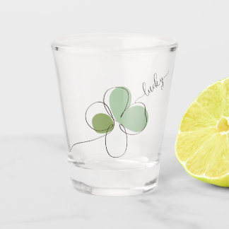 Lucky Vierblättriges Kleeblatt Minimalistisch Line Schnapsglas