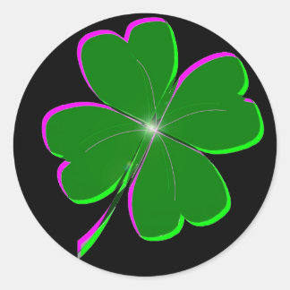 Lucky Vierblättriges Kleeblatt Runder Aufkleber