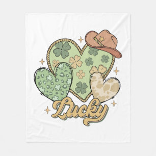 Lucky Western St Patricks Day Heart Kleeblatt Iris Fleecedecke