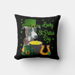 Lucky Whippet Dog Kleeblatt St Patricks Day Kissen