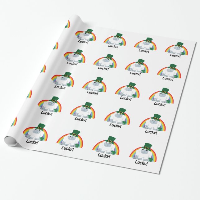 Lucky Yeti Leprechaun Geschenkpapier (Ungerollt)