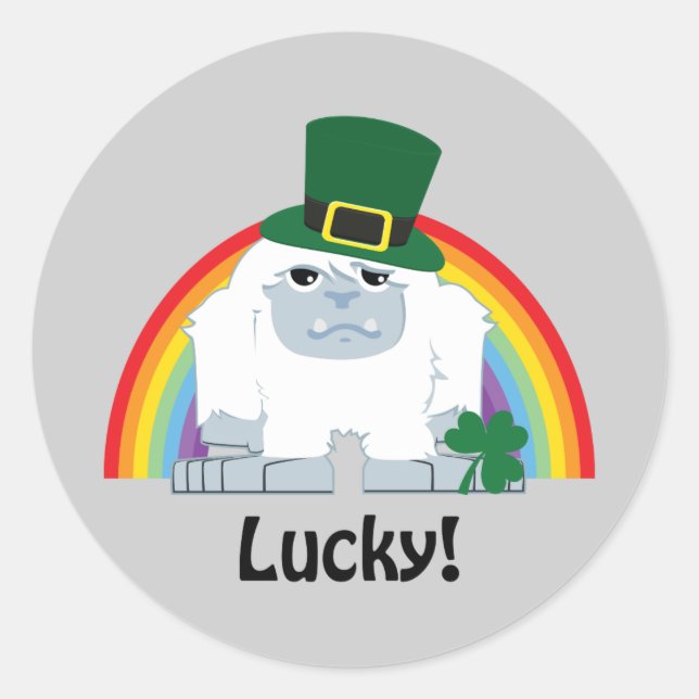 Lucky Yeti Leprechaun Runder Aufkleber (Vorderseite)