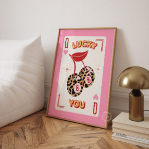 Lucky You 8 Ball Kirsche Leopardendruck Poster