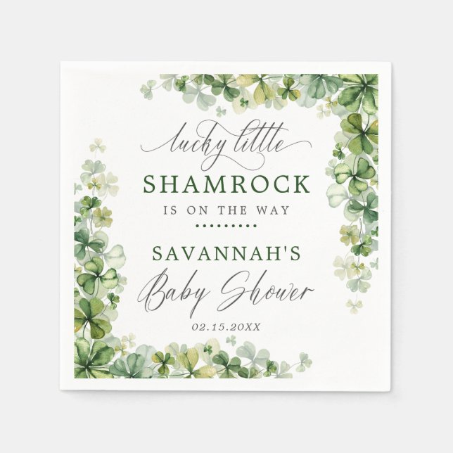 LuckyLittle Kleeblatt St. Patrick's Day Baby Showe Serviette (Vorderseite)