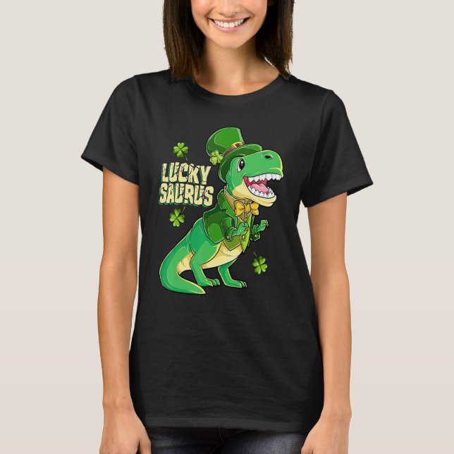 Luckysaurus Leprechaun Dinosaur St Patricks Day Bo T-Shirt (Vorderseite)