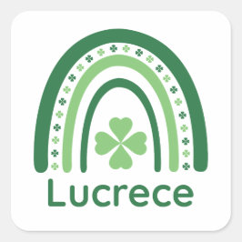 Lucrece Name Clover Boho Rainbow Quadratischer Aufkleber