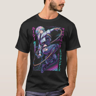 Lucy Cyberpunk Edgerunners Rot Lila Augen Straße  T-Shirt