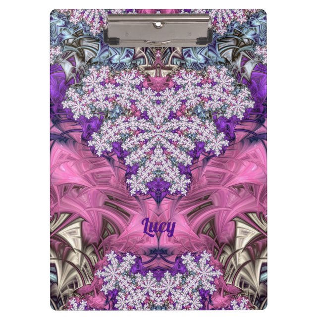 LUCY ~ FLORAL! ~ Lila Pink White und Blue ~ Klemmbrett (Vorderseite)