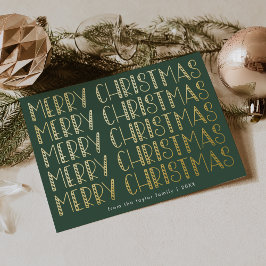 LUCY Green Gold Foil Fun Family Frohe Weihnachten Folien Feiertagskarte