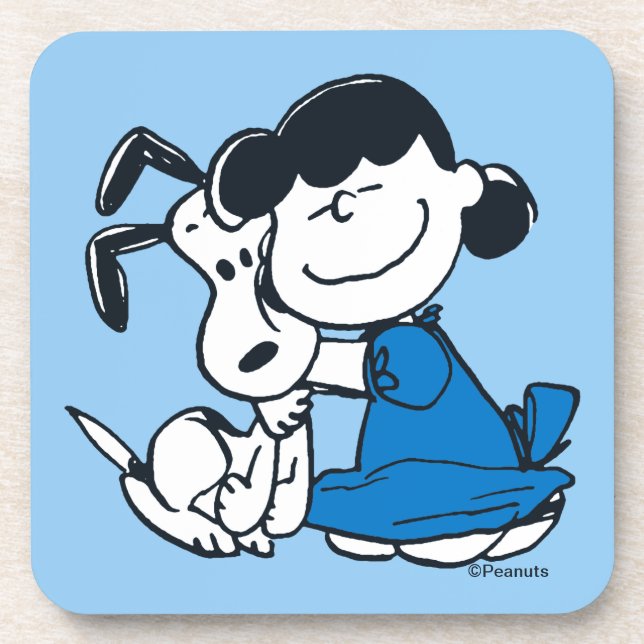 Lucy Hugging Snoopy Getränkeuntersetzer (Vorderseite)