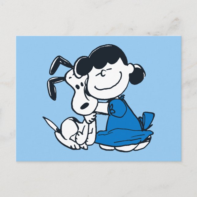 Lucy Hugging Snoopy Postkarte (Vorderseite)