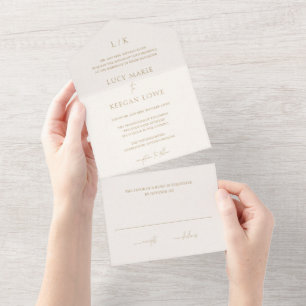 Lucy Ivory Classic Elegant Wedding All In One Einladung
