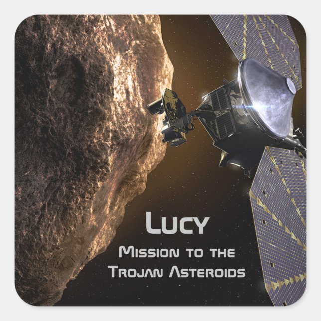 Lucy Mission to Study Trojan Asteroids Quadratischer Aufkleber (Vorderseite)