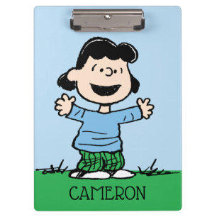 Lucy mit Waffen weit Klemmbrett