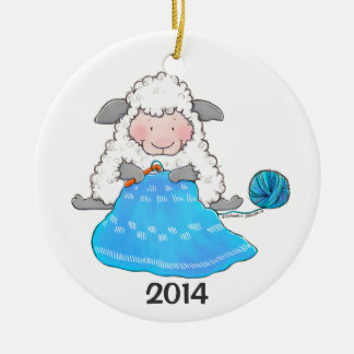 Lucy-Mutterschaf häkelt Weihnachtsverzierung Keramik Ornament