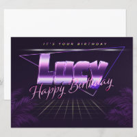 Lucy Name Vorname lila retro Karte Geburtstag